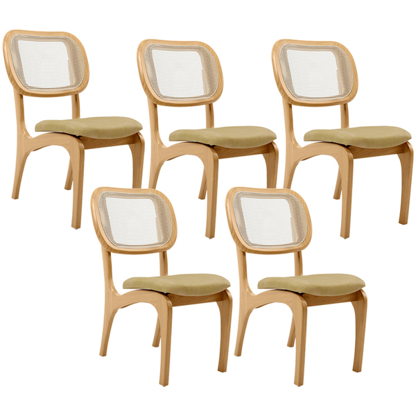 Kit 5 Cadeiras Para Sala De Jantar Cozinha Estofada E Tela Ma