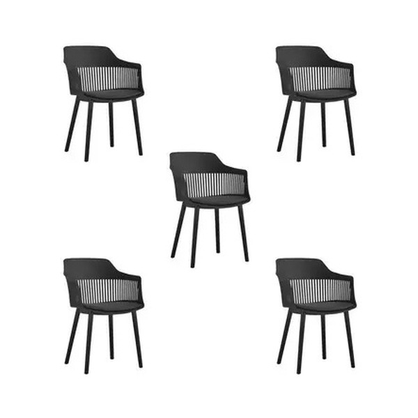 Kit 5 Cadeiras Polipropileno Marcela Montreal Preta Para Sala