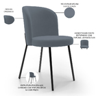 Kit 5 Cadeiras Sala De Jantar Estofada Gavi L02 Suede Cinza -