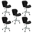 Kit 5 Cadeiras Slim Office Estofada Base Giratória Cromada -