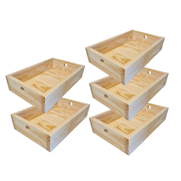 Kit 5 Caixas De Madeira G