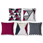 Kit 5 Capas De Almofadas 40cmx40cm Sofá Geométrico Vermelho