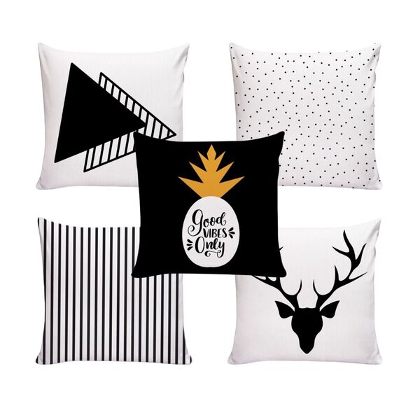 Kit 5 Capas De Almofadas Para Sofá 40x40 Good Vibes Only Bran