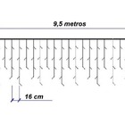 Kit 5 Cascatas 400 Leds 10m C/ 8 Funções Azul C/ Fio Branco 1