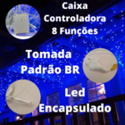 Kit 5 Cascatas 400 Leds 10m C/ 8 Funções Azul C/ Fio Branco 1