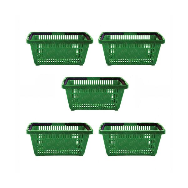 Kit - 5 Cestos Compras Plástica D100 Cód. 3000 Verde - Della