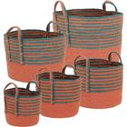 Kit 5 Cestos Organizadores Armario Gaveta Lavanderia Cozinha