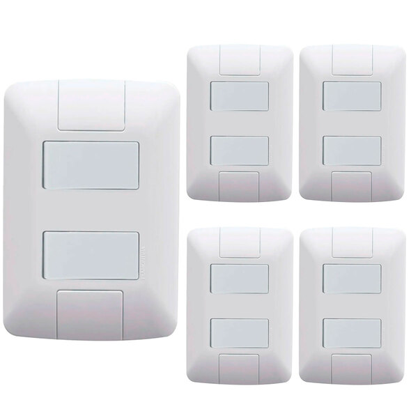 Kit 5 Cj 4x2 2 Interruptor Simples Tramontina Aria 6 A 250v