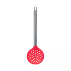 Kit 5 Colheres Utensílios Silicone Vermelho Cabo Inox
