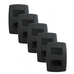 Kit 5 Conjunto Interruptor Simples + Tomada 20a 250v Preta | Leroy