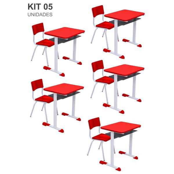 Kit 5 Conjuntos Escolar Individual Juvenil/adulto Com Porta L