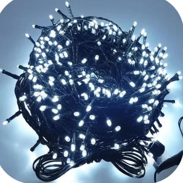 Kit 5 Cordão 500 Leds Fixo Prova D'água 50m Branco Frio Bivol