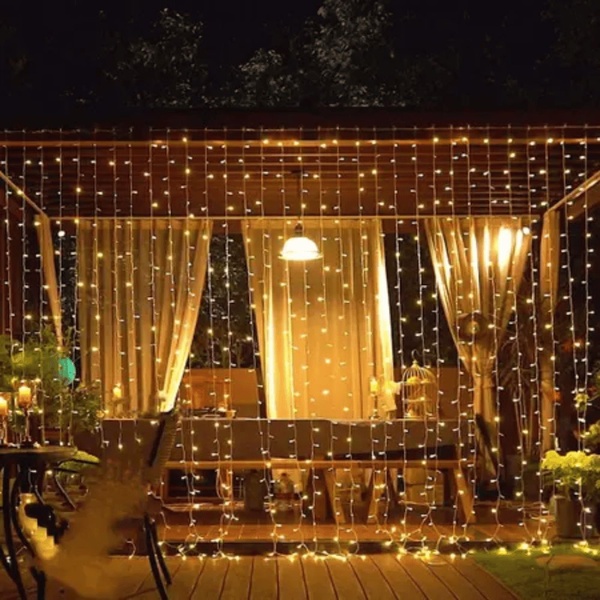 Kit 5 Cortinas 500 Leds 4m Com Strobo Branco Quente Prova D'a