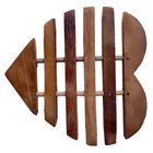 Kit 5 Descanso Panela De Pau Madeira Modelo Coração 21x16 Cm