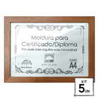 Kit 5 Diplomas Premium Madeira A4 Com Tela De Acetato E Mdf -