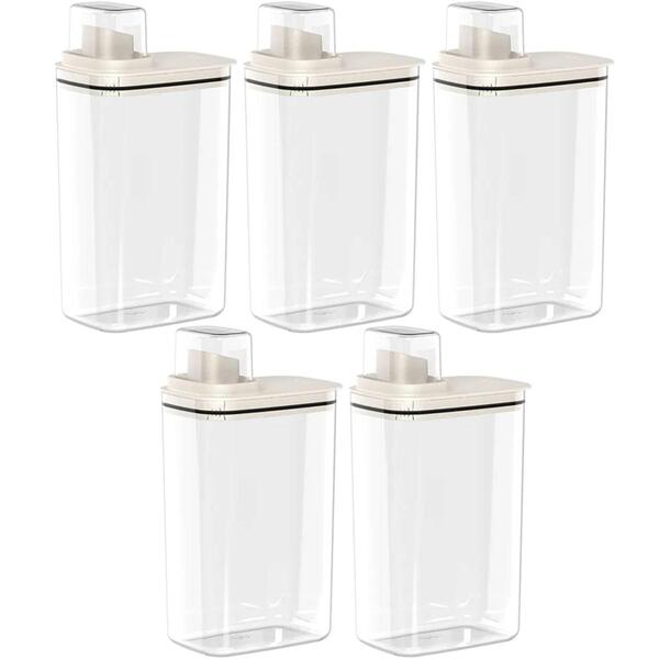 Kit 5 Dispenser De Sabão Líquido 2,3l Bege Tampa Medidora Ou