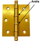 Kit 5 Dobradiça Para Porta Dourada Escovada 3 X 2 1/2 Anel Im