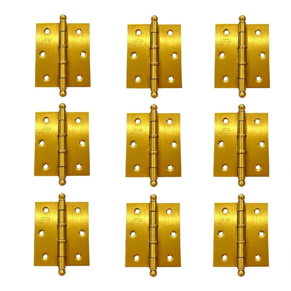 Kit 5 Dobradiça Para Porta Dourada Escovada 3 X 2 1/2 Anel Im