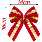 Kit 5 Enfeite Árvore Natal Laço Lacinho Vermelho Dourado 16cm