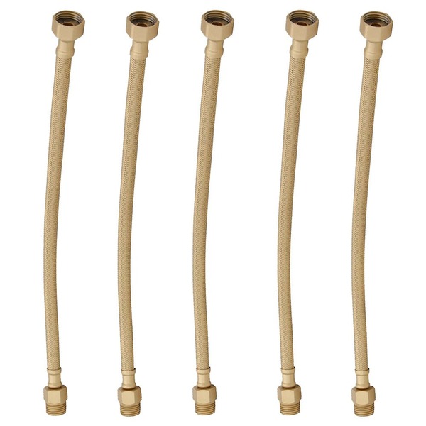 Kit 5 Engate Mangueira Flexível Dourado Trançado Inox 30cm