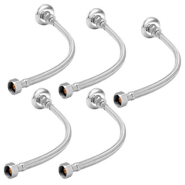 Kit 5 Engates Mangueira Flexível Trançado Aço Inox 60 Cm