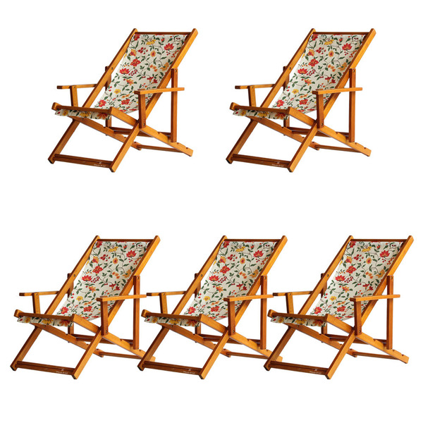 Kit 5 Espreguiçadeira Preguiçosa Dobrável Mel Cb-floral