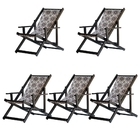 Kit 5 Espreguiçadeiras Preguiçosa Dobrável Envernizada Black