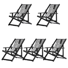 Kit 5 Espreguiçadeiras Preguiçosa Dobrável Envernizada Black