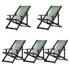 Kit 5 Espreguiçadeiras Preguiçosa Dobrável Envernizada Black