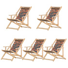 Kit 5 Espreguiçadeiras Preguiçosa Dobrável Madeira Maciça Nat