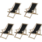 Kit 5 Espreguiçadeiras Preguiçosa Dobrável Madeira Maciça Nat