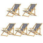 Kit 5 Espreguiçadeiras Preguiçosa Dobrável Madeira Maciça Nat
