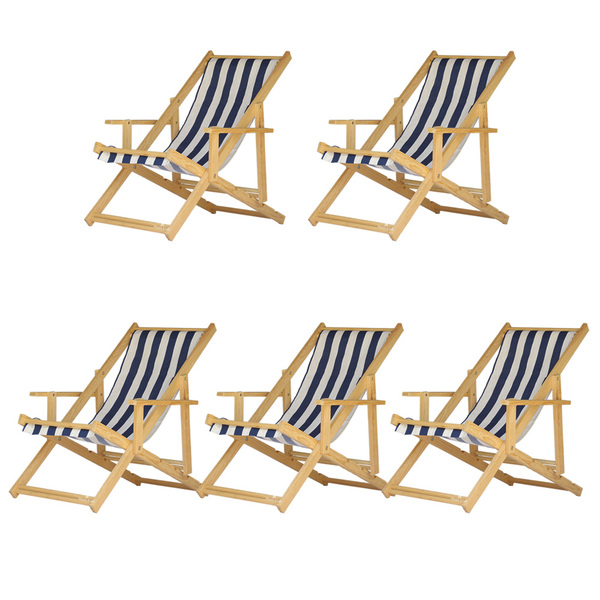 Kit 5 Espreguiçadeiras Preguiçosa Dobrável Madeira Maciça Nat