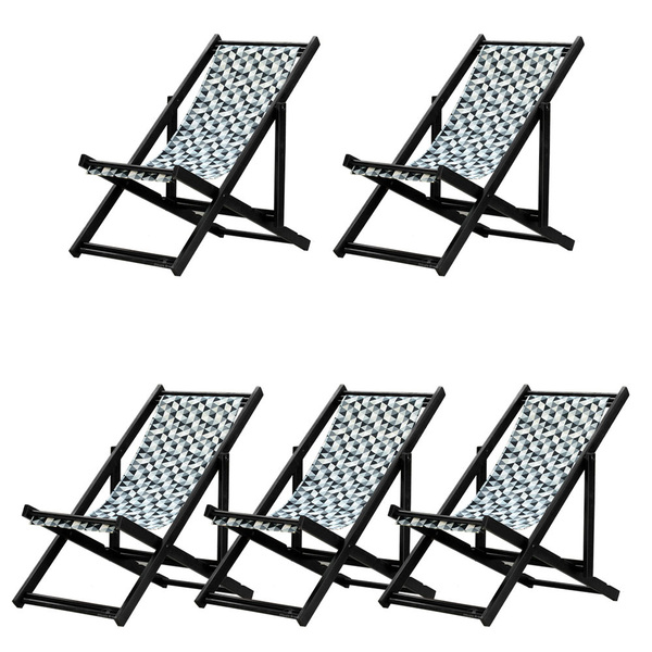 Kit 5 Espreguiçadeiras Preguiçosa Dobrável Sem Braço Black Em
