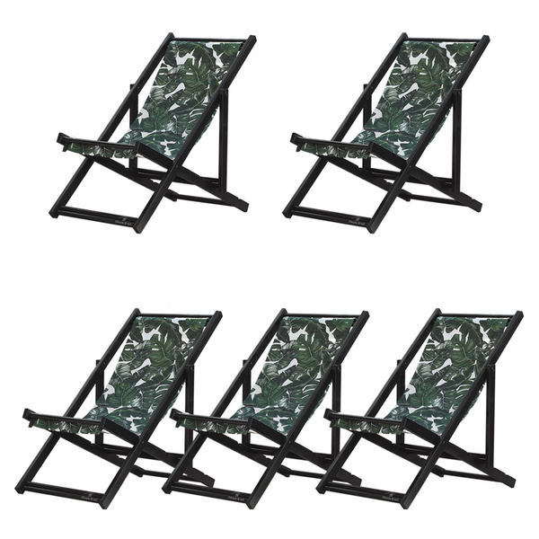 Kit 5 Espreguiçadeiras Preguiçosa Dobrável Sem Braço Black Em