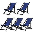 Kit 5 Espreguiçadeiras Preguiçosa Dobrável Sem Braço Black Em