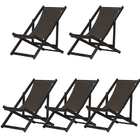 Kit 5 Espreguiçadeiras Preguiçosa Dobrável Sem Braço Black Em