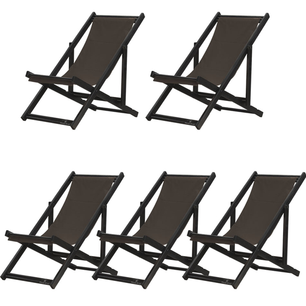 Kit 5 Espreguiçadeiras Preguiçosa Dobrável Sem Braço Black Em