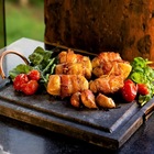 Kit 5 Grelha 10 Molheiras Em Pedra Sabão E Suporte G 25x25cm