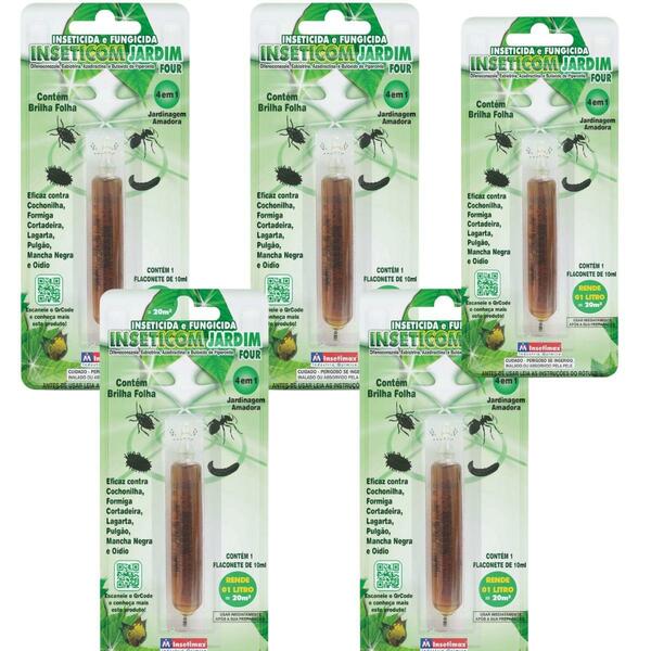 Kit 5 Inseticida Fungicida Inseticom Jardim Four 10ml