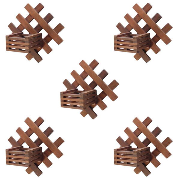 Kit 5 Jardins Verticais De Madeira 30x30cm Com Cachepot