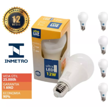 Kit 5 Lâmpada Led 12w Bulbo E27 6500k Branco Frio Ultra Luz 1