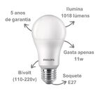 Kit 5 Lâmpada Led Philips 11w Branco Neutro 4000K E27 Equival