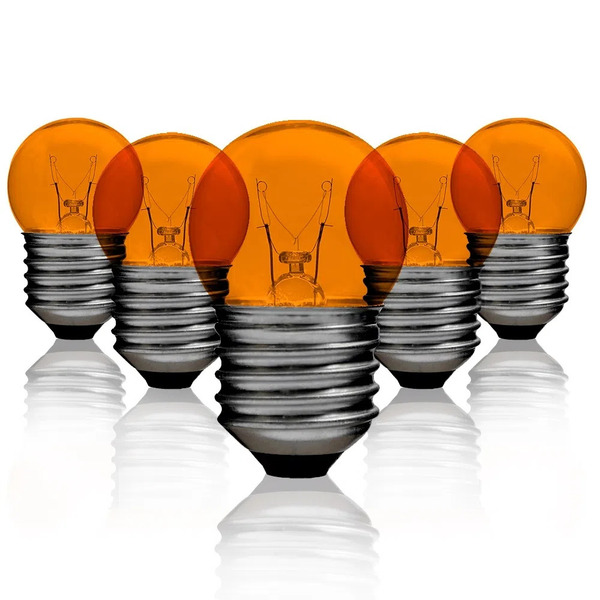 Kit 5 Lâmpadas Bolinha Bg-35 Âmbar E-27 7w 220v