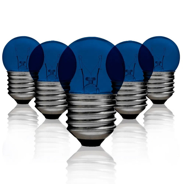 Kit 5 Lâmpadas Bolinha Bg-35 Azul E-27 7w 220v