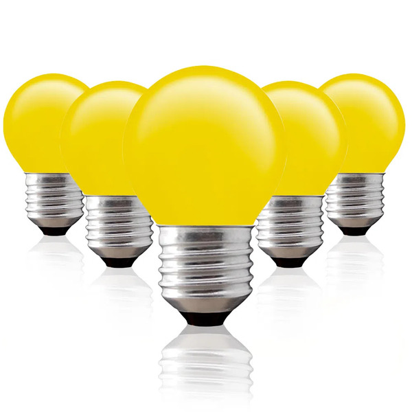 Kit 5 Lâmpadas Bolinha Bg-45 Amarela E-27 15w 220v