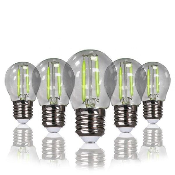 Kit 5 Lâmpadas Bolinha Filamento Led Verde Avt