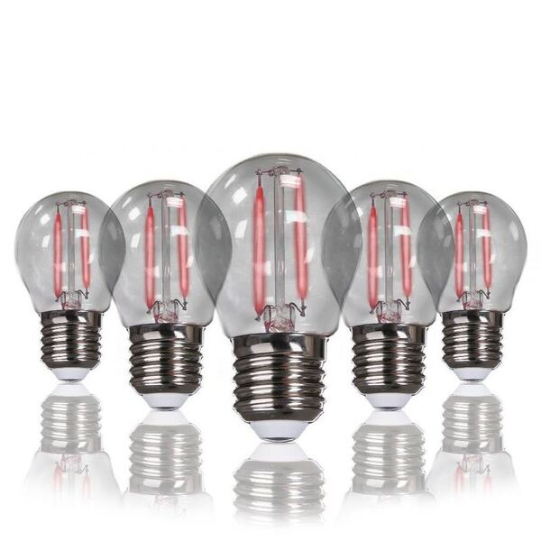Kit 5 Lâmpadas Bolinha Filamento Led Vermelho Avt