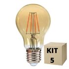 Kit 5 Lampadas Bulbo A60 Led Ourolux Retro 4w Branco Quente 2