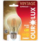 Kit 5 Lampadas Bulbo A60 Led Ourolux Retro 4w Branco Quente 2